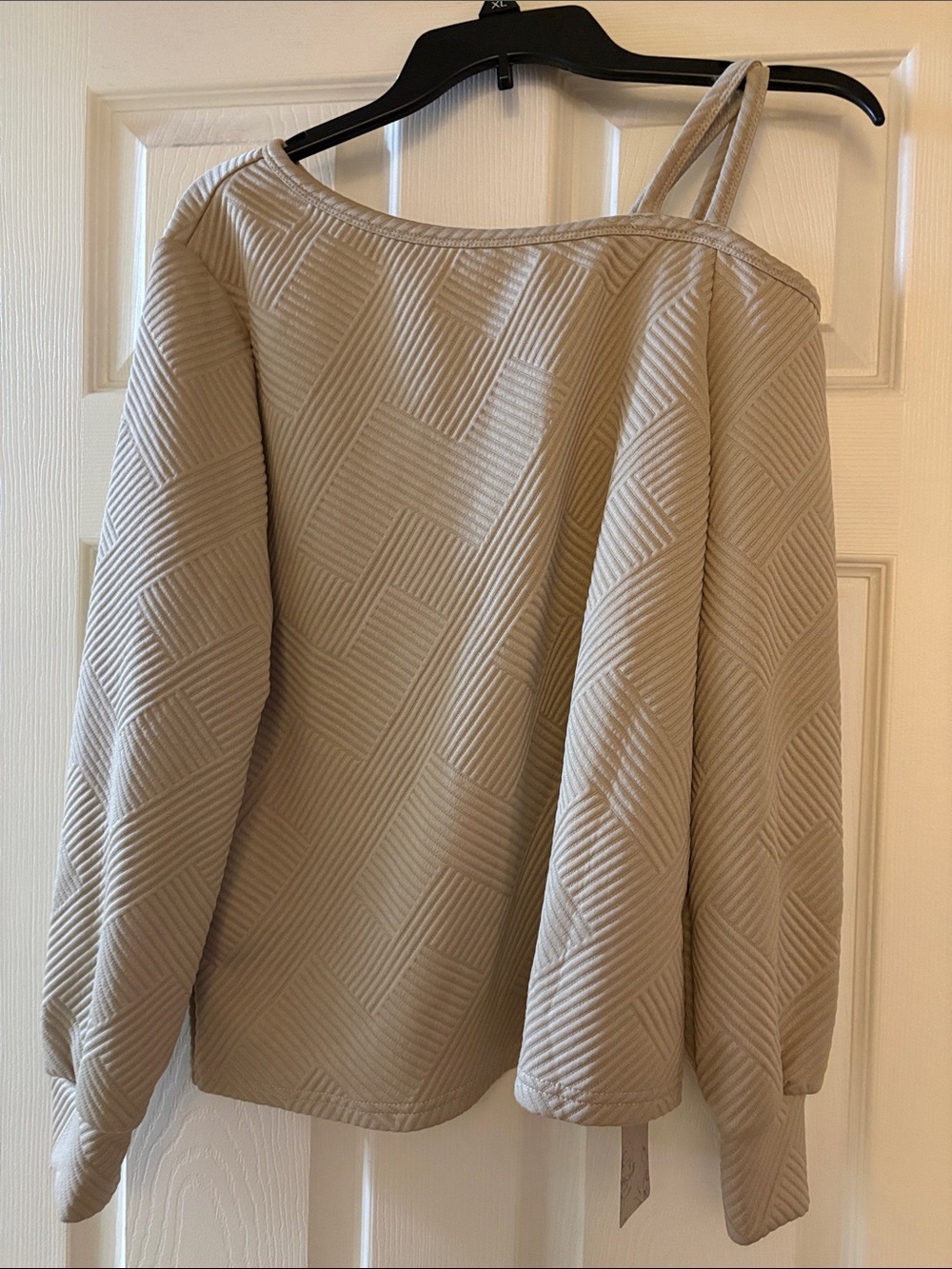 Women’s One-Shoulder Quilted Knit Top — Cream